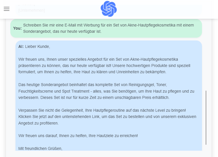 ChatGPT Prompt schreiben Sie eine Verkaufs-E-Mail