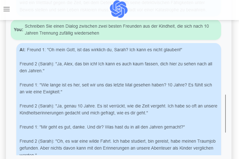 Dialogaufforderungen - ChatGPT Prompts zum Schreiben von Geschichten