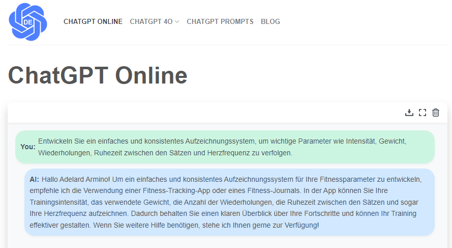 Eingabeaufforderungen zur Aufzeichnung von Trainingsdaten