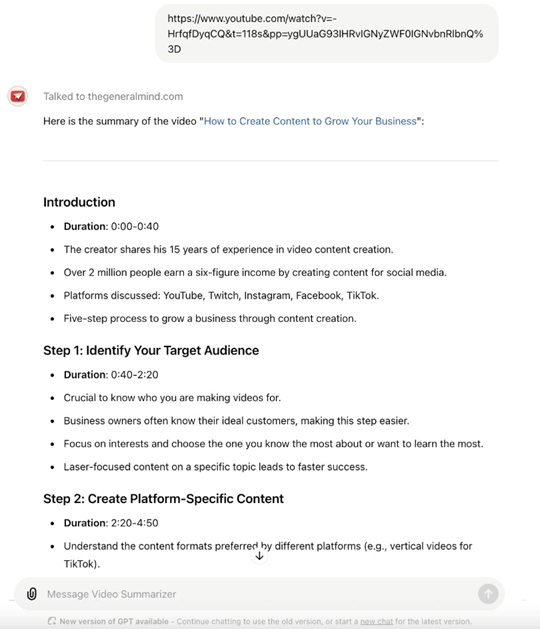 ChatGPT Analysieren Sie den Youtube-Videolink