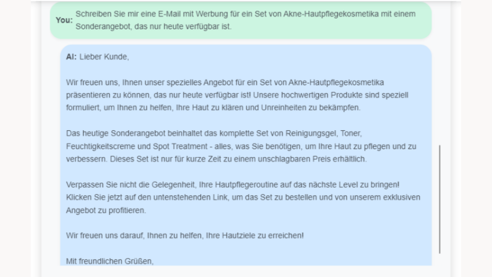ChatGPT Prompt schreiben Sie eine Verkaufs-E-Mail